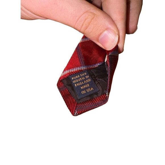Brooks Brothers Red & Blue Check Made in USA 100% Silk Tie - Picture 5 of 5
